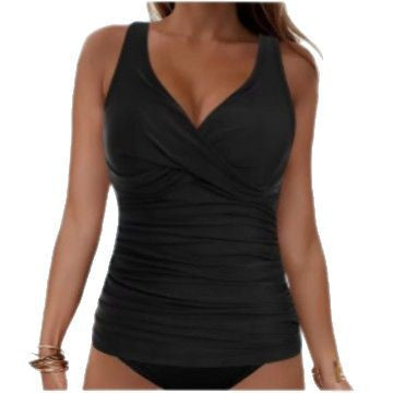 Damen elegantes Wickel-Badeoberteil mit Rüschen R&B
