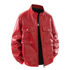 Herren Kunstleder Bomberjacke mit strukturiertem Design und praktischen Taschen R&B