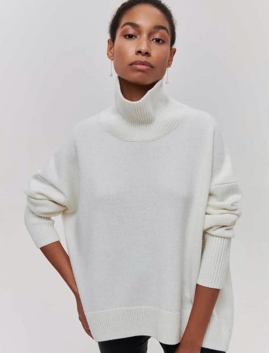 Damen Oversized Rollkragenpullover aus weichem Strick R&B