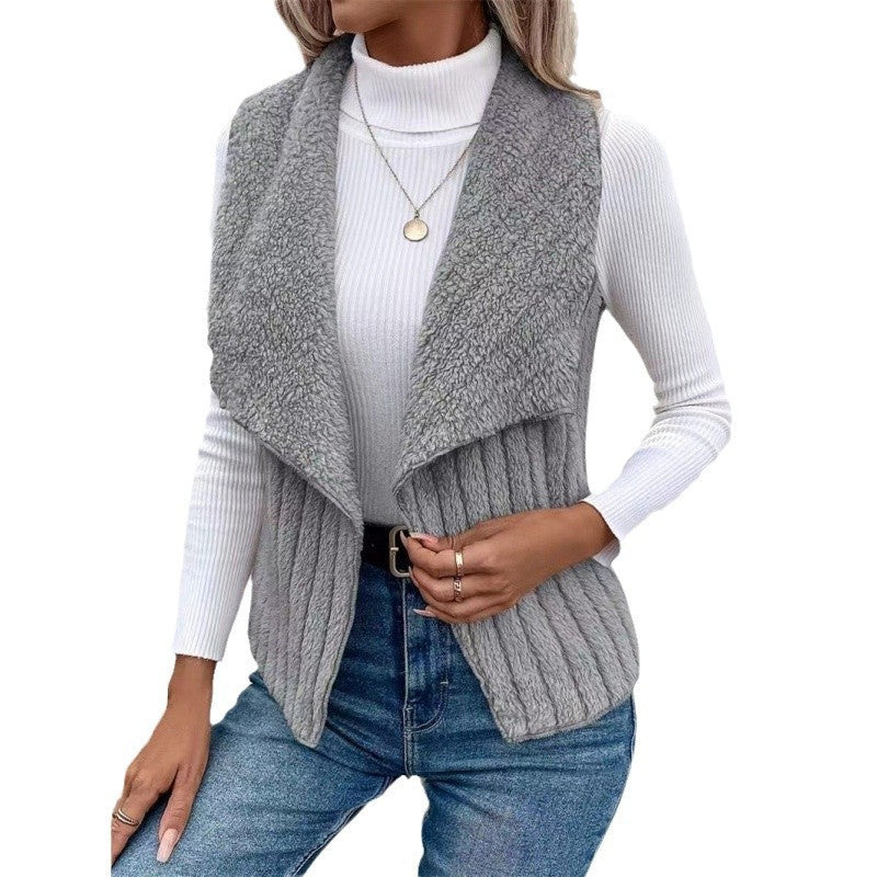 Damen Kuschelige Weste mit asymmetrischem Schnitt und hohem Kragen R&B