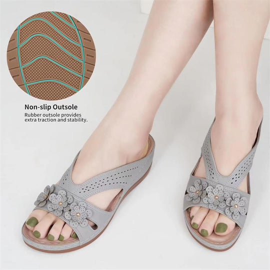 Damen komfortable Riemensandalen mit floralen Applikationen R&B