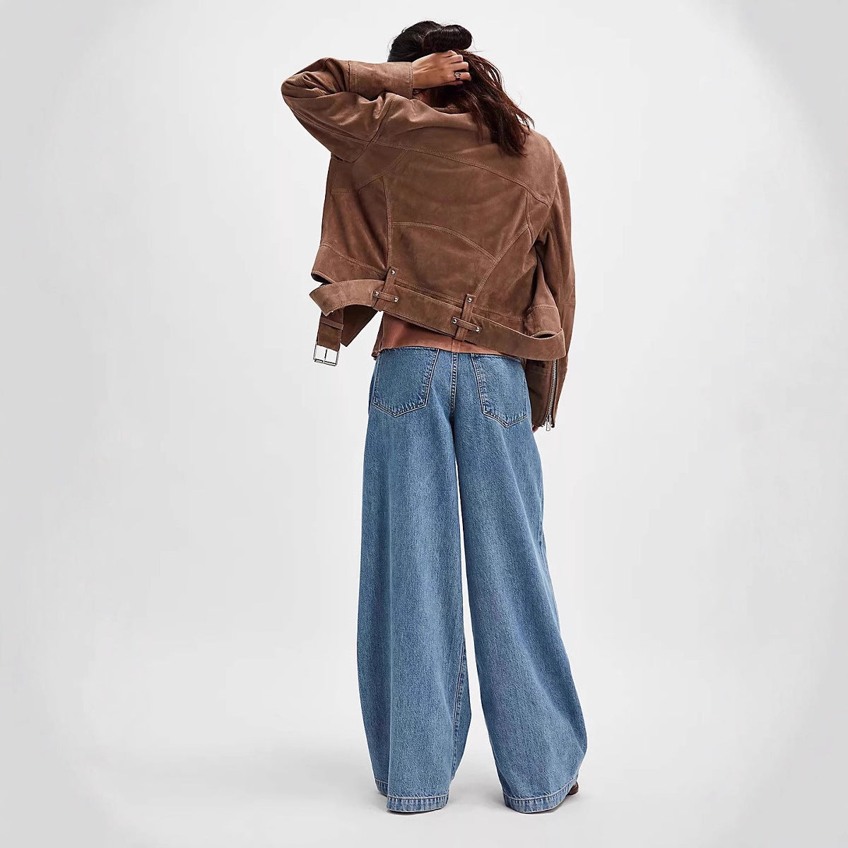 Damen Weite Jeans mit hohen Taschen