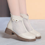 Damen Stiefeletten mit atmungsaktivem Netzdesign und robustem Blockabsatz R&B