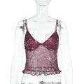 Damen Spaghetti-Träger-Top mit transparentem Obermaterial und Rüschendetail R&B