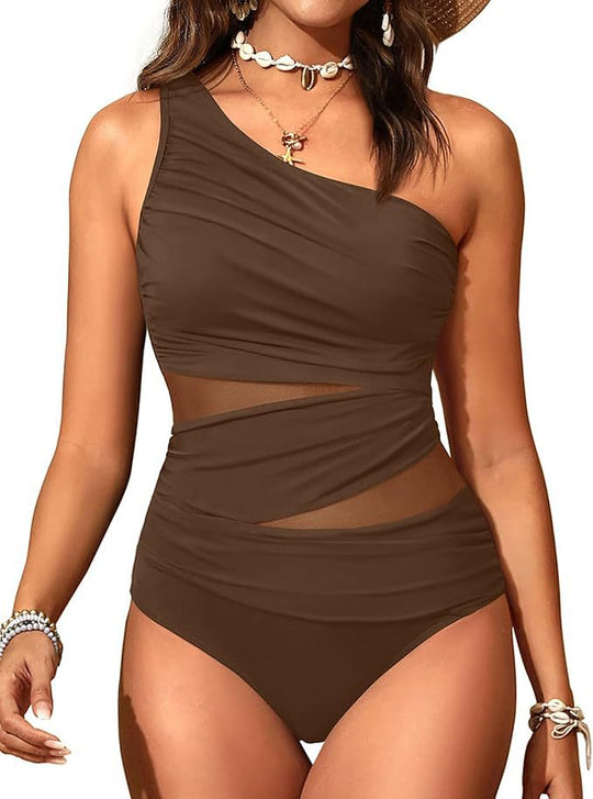 Damen stilvoller Badeanzug mit asymmetrischem Schnitt R&B