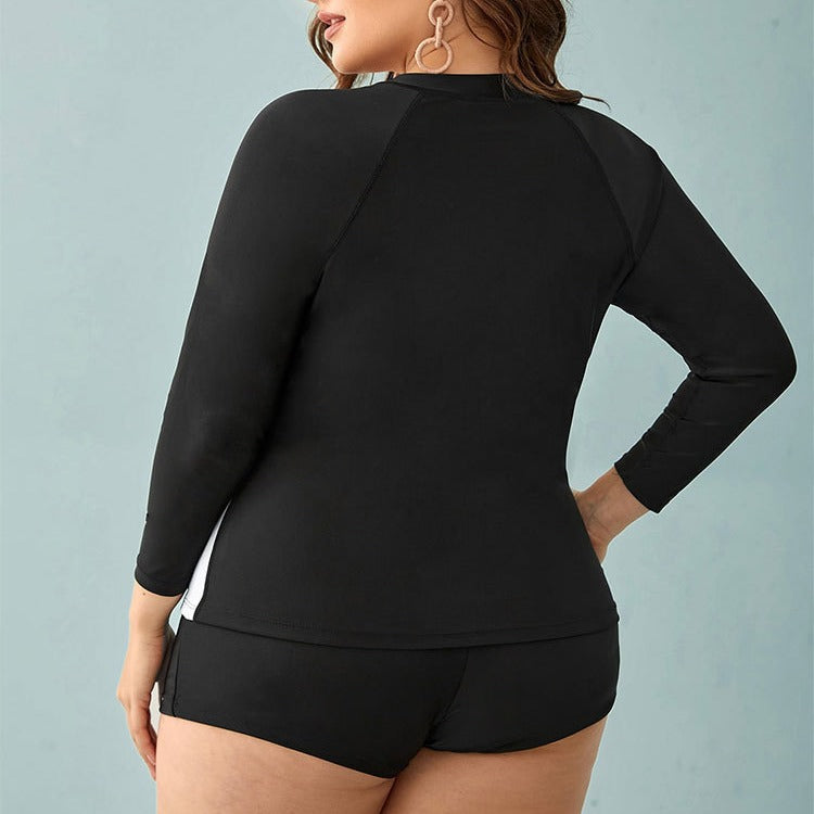 Damen Sportlicher Badeanzug mit langärmliger Jacke und Shorts R&B