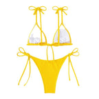 Damen Triangle-Bikini mit verstellbaren Bindändern und feiner Rippstruktur