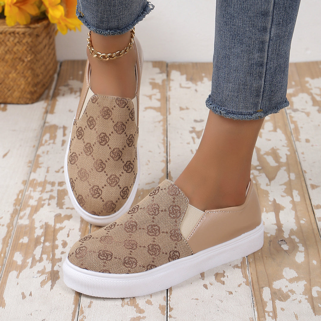 Damen Freizeit-Slipper mit modischem Logo-Design und elastischen Einsätzen R&B