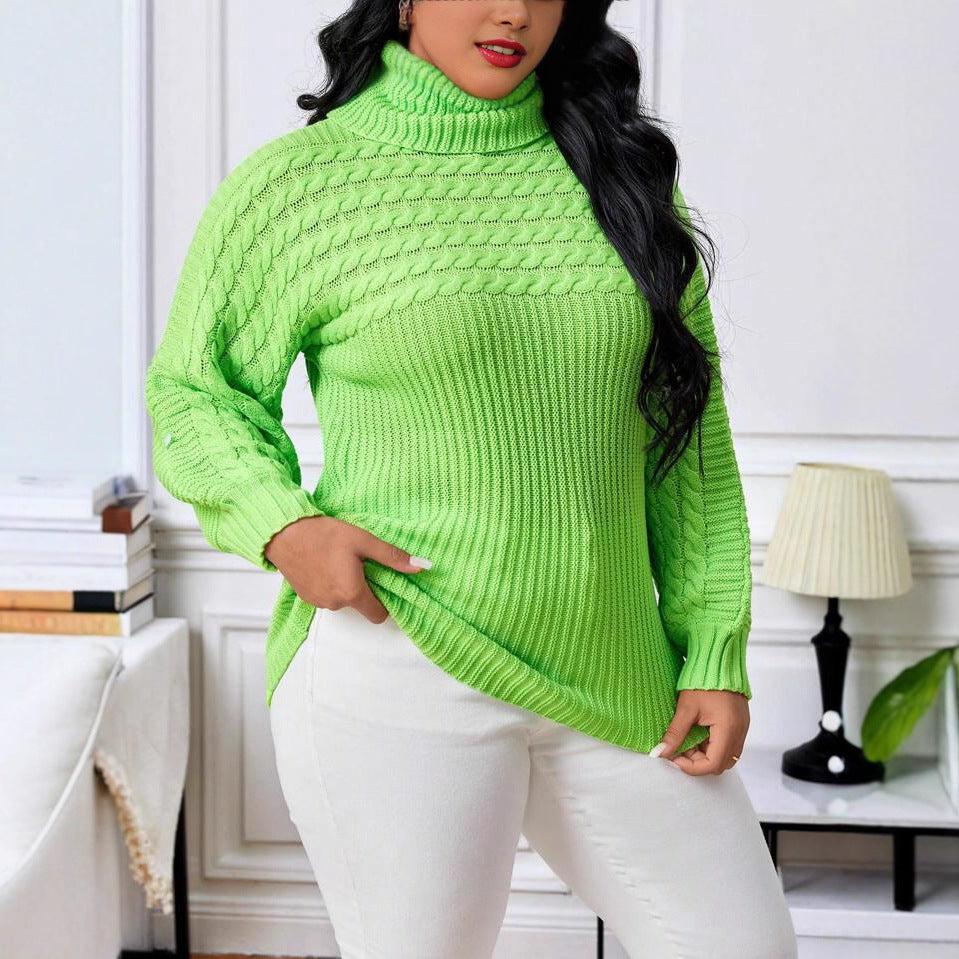 Damen Strickpullover mit hohem Kragen und strukturiertem Design R&B