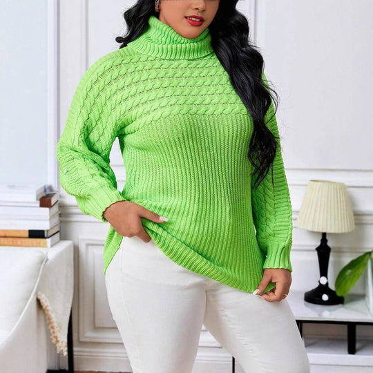 Damen Strickpullover mit hohem Kragen und strukturiertem Design R&B