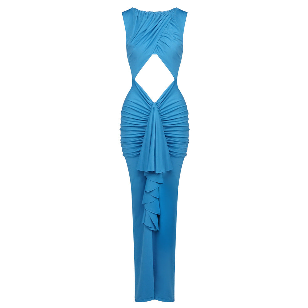 Damen figurumschmeichelndes Abendkleid mit raffiniertem Cut-Out und Drapé R&B