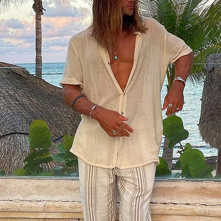 Herren Leichtes Sommertreffen Hemd mit kurzem Arm R&B