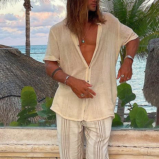 Herren Leichtes Sommertreffen Hemd mit kurzem Arm R&B
