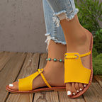 Damen Flache Sandalen mit geflochtenem Riemen und glänzender Oberfläche
