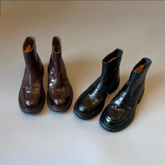 Damen Chunky Ankle Boots mit elegantem Absatz und klassischem Loafer-Design R&B