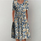 Damen Maxikleid mit floralem Design und weiten Ärmeln