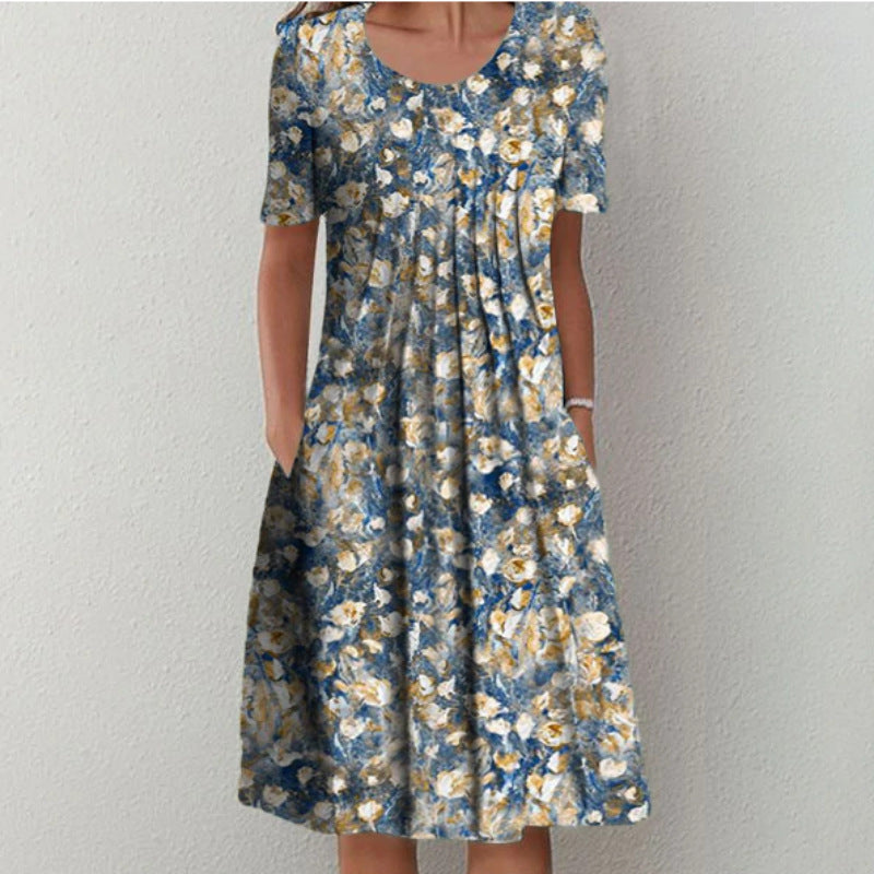 Damen Maxikleid mit floralem Design und weiten Ärmeln