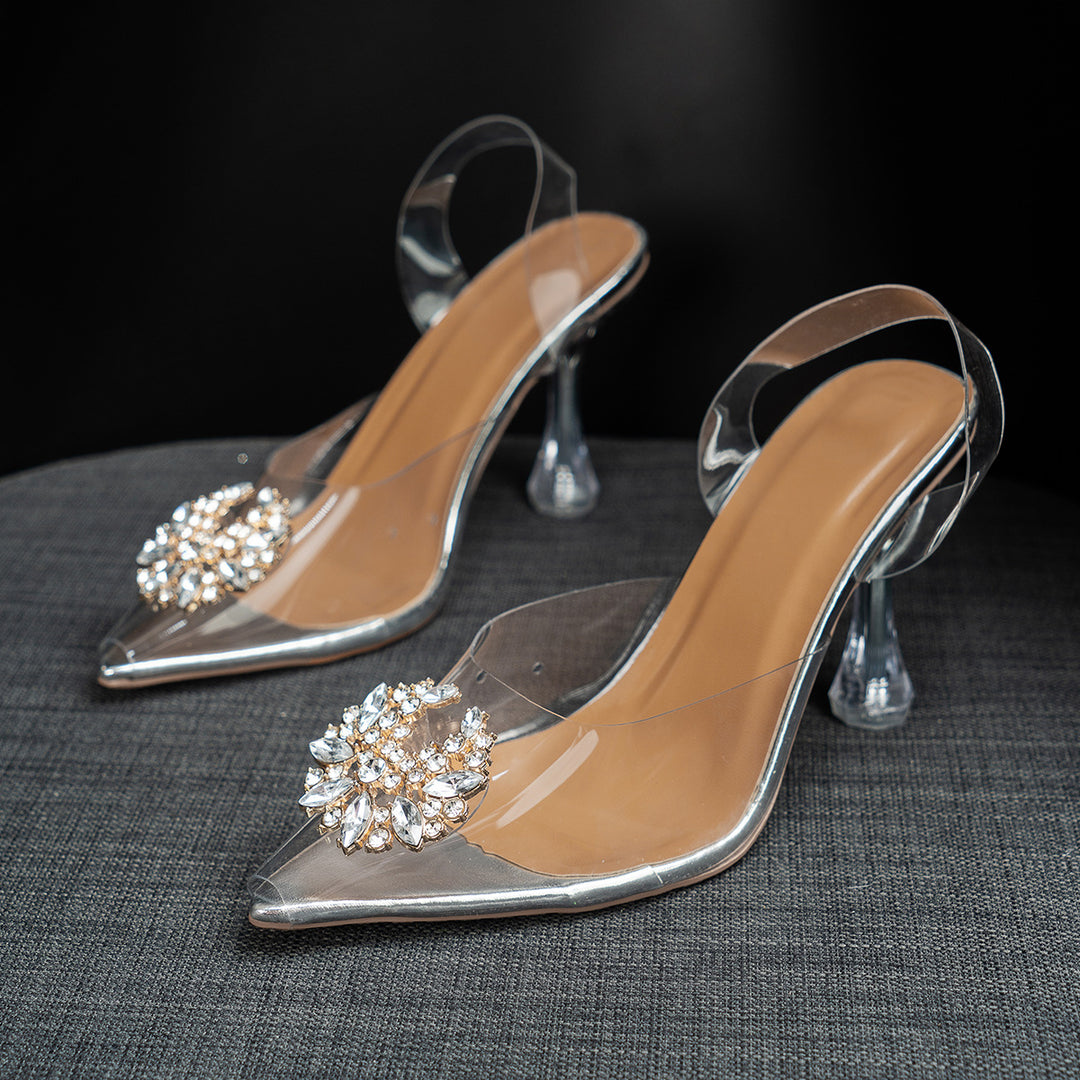 Damen Slingback-Pantoletten mit funkelnden Strassdetails R&B