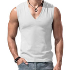 Herren nan figurbetontes ärmelloses V-Ausschnitt Muskelshirt R&B