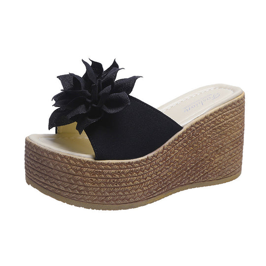 Damen Plateausandalen mit floralem Dekor und rutschfester Sohle R&B