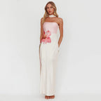 Damen Elegantes Schulterfreies Maxikleid mit floralem Design und tailliertem Schnitt R&B