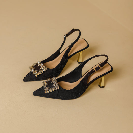 Damen Slingback Pumps mit funkelndem Schmuckdetail R&B