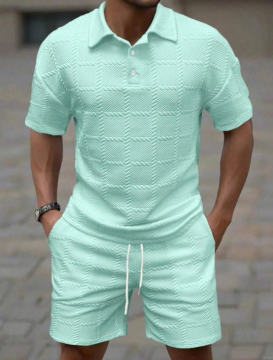 Herren Sportliches Kurzarm-Set mit strukturierter Oberfläche R&B