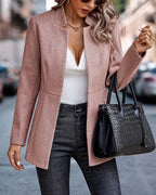R&B | Blazer Taillierte Passform Wolltextur Kragenloses Minimalistisches Design