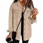 Damen Oversized Jeanshemd mit Fransen R&B
