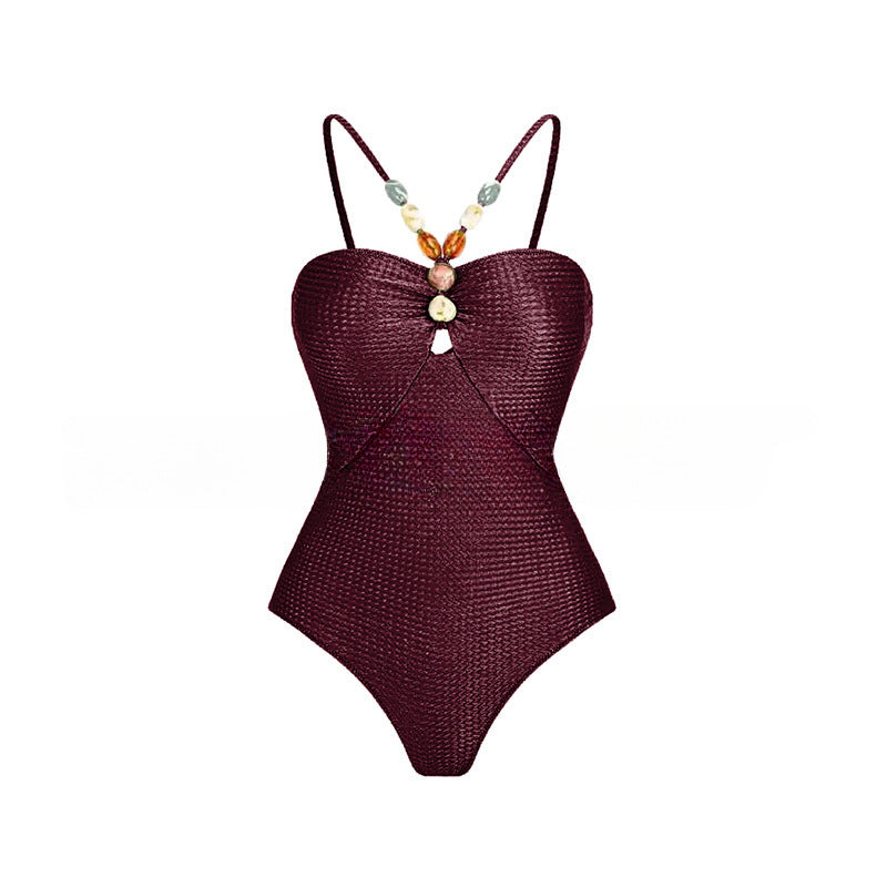 Damen Einteiliger Badeanzug mit modischen Schmuckdetails R&B