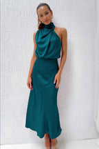 Damen Elegantes Etuikleid mit asymmetrischem Kragen und fließendem Schnitt R&B