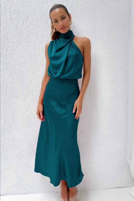 Damen Elegantes Etuikleid mit asymmetrischem Kragen und fließendem Schnitt R&B
