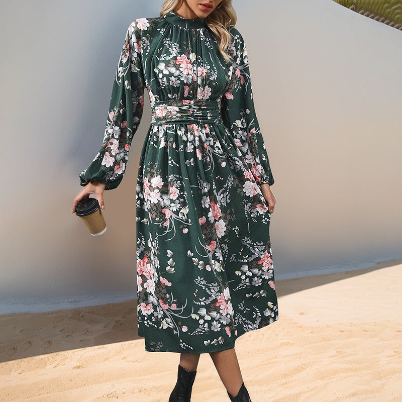 Damen Maxi-Kleid mit elegantem floralem Design und Rüschendetails R&B