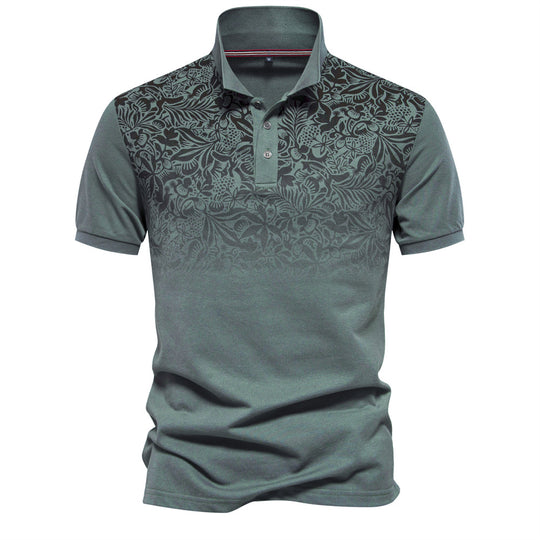 Herren Poloshirt mit floralen Ornamenten und klassischem Kragen R&B