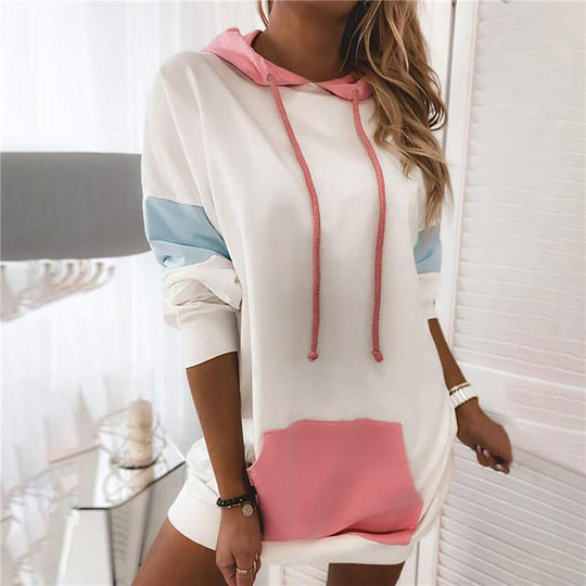 Damen Kapuzenkleid in sportlichem Design mit praktischen Taschen R&B