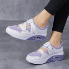 Damen Atmungsaktive Fitness-Sneaker mit elastischen Riemen und dämpfender Sohle