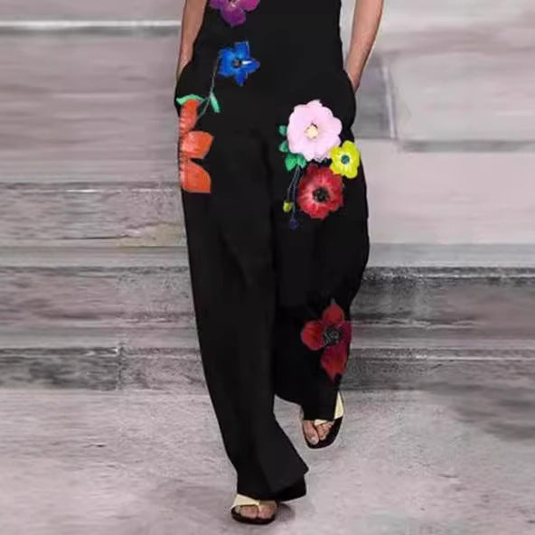 Damen Modischer Jumpsuit mit floralem Design und praktischen Taschen R&B