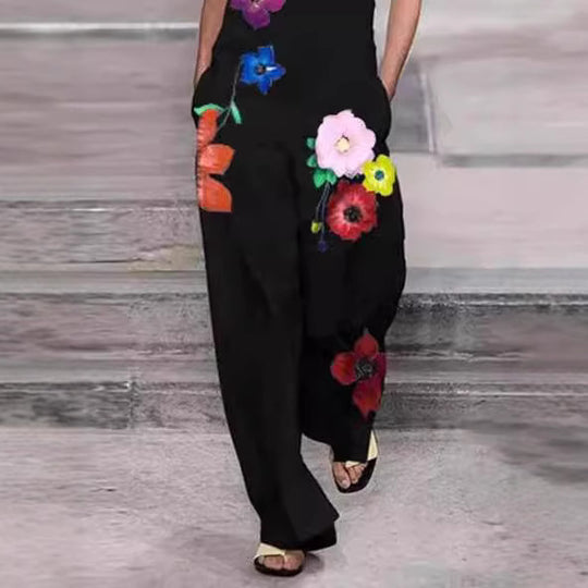 Damen Modischer Jumpsuit mit floralem Design und praktischen Taschen R&B