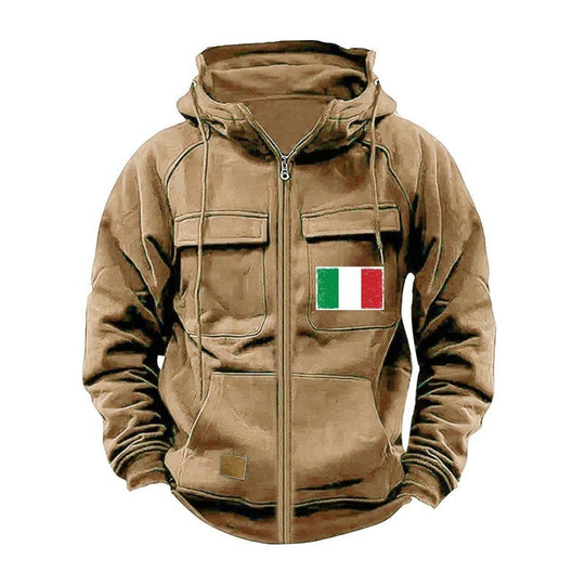Herren modische Kapuzenjacke mit praktischen Taschen und verstellbarem Kragen R&B