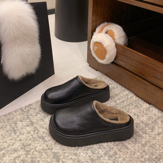 Damen gemütliche Fleece-Clogs mit rutschfester Sohle sowie weichem Kunstfell-Innenfutter R&B