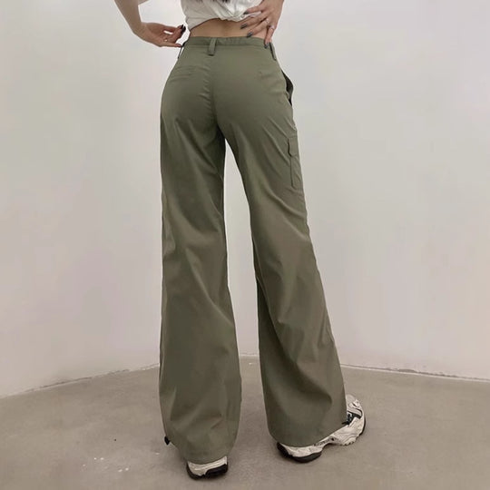 Damen Weit geschnittene Freizeithose mit praktischen Taschen und elastischem Bund R&B