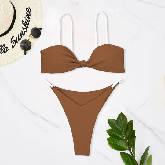 Damen Bandeau-Bikini mit trendigem Knoten-Design und hautfreundlichem Material R&B