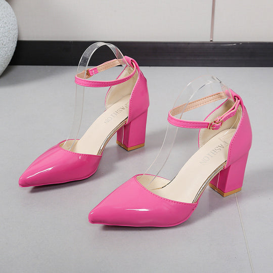 Damen elegante High-Heels mit transparentem Riemen und Blockabsatz R&B