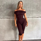 Damen Eleganter Jumpsuit mit Off-Shoulder Design und Raffungen R&B