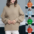 Damen Grobstrickpullover mit Rollkragen und luftiger Schnittgestaltung