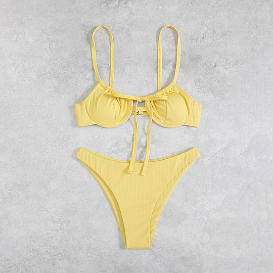 Damen Push-Up Bikini mit verstellbaren Trägern und raffinierten Schnürdetails R&B