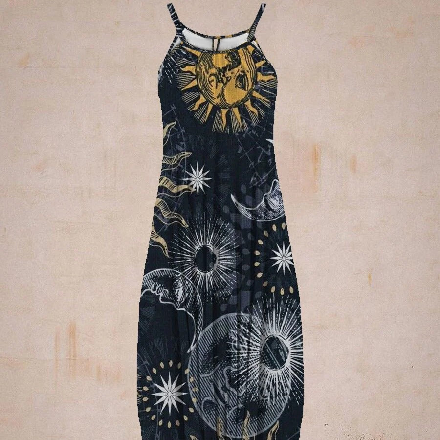 Damen entspanntes Jumpsuit mit grafischem Print und verstellbaren Trägern R&B