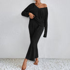 Damen Komfortable Pyjamajacke mit elegantem V-Ausschnitt und weitem Schnitt R&B