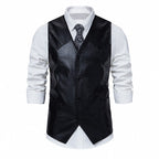 Herren elegante Kunstlederweste