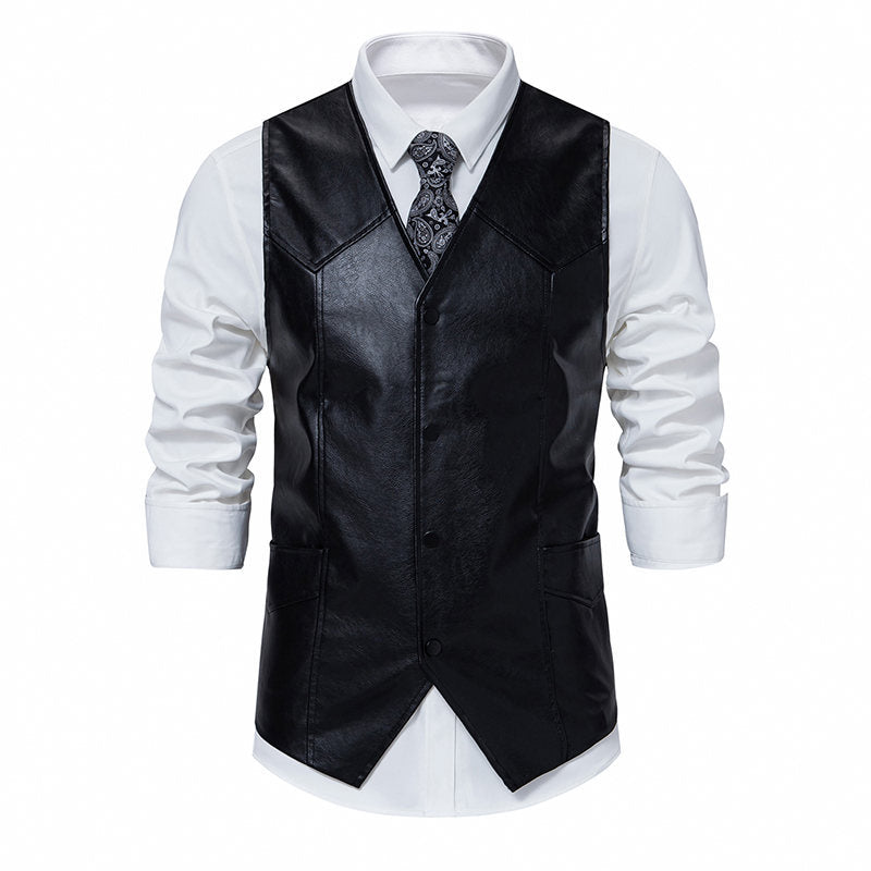 Herren elegante Kunstlederweste